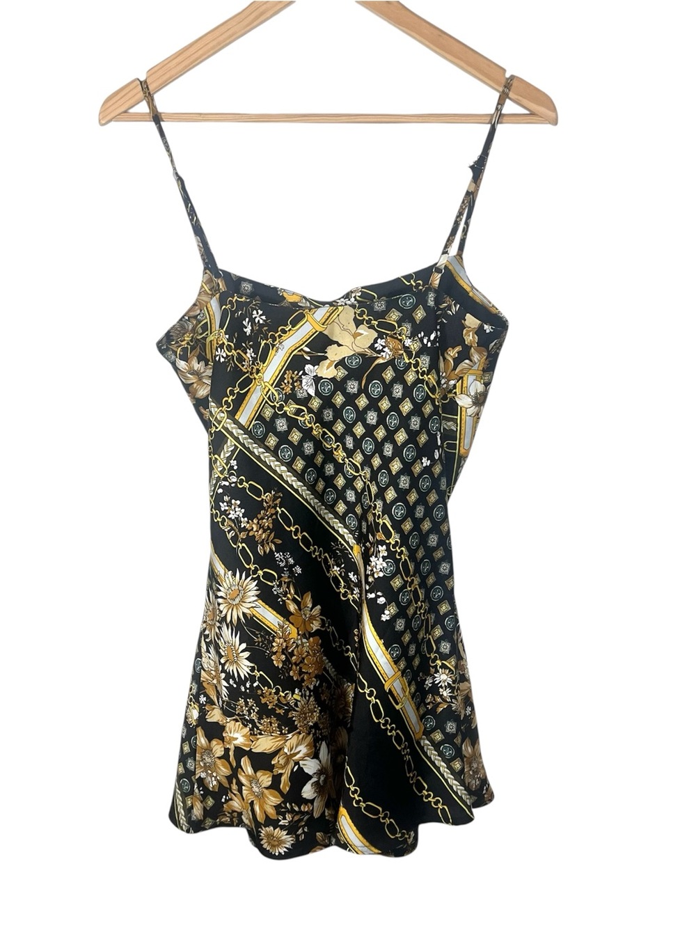 Princess Polly Satin Slip Mini Dress Baroque Chain Floral Print Small 4 - Picture 7 of 10